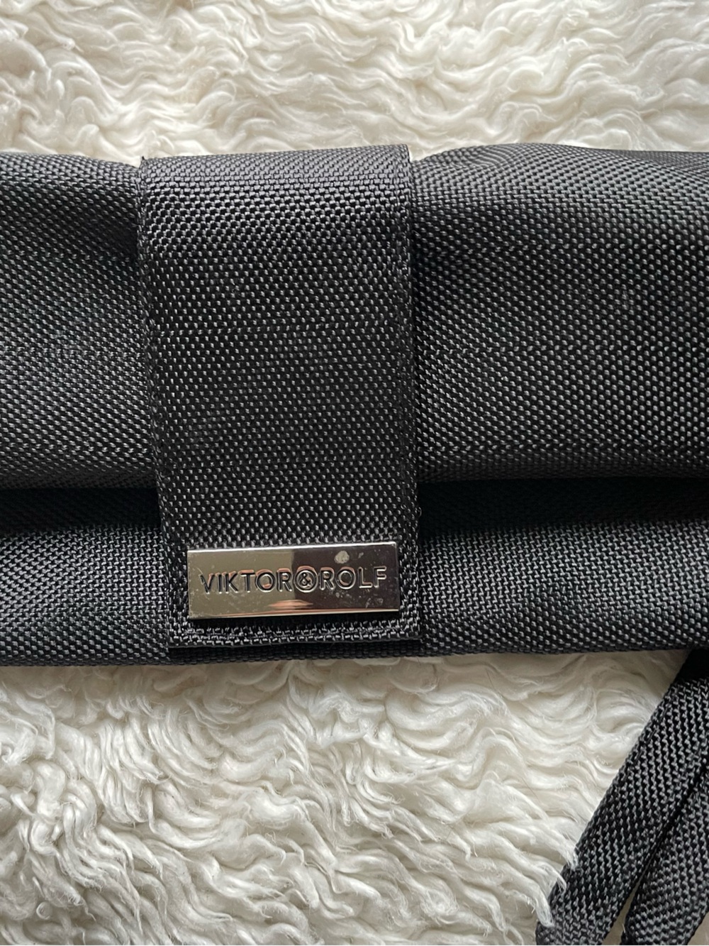Viktor & Rolf Black Fold Over Clutch Makeup Travel Wristlet Bag